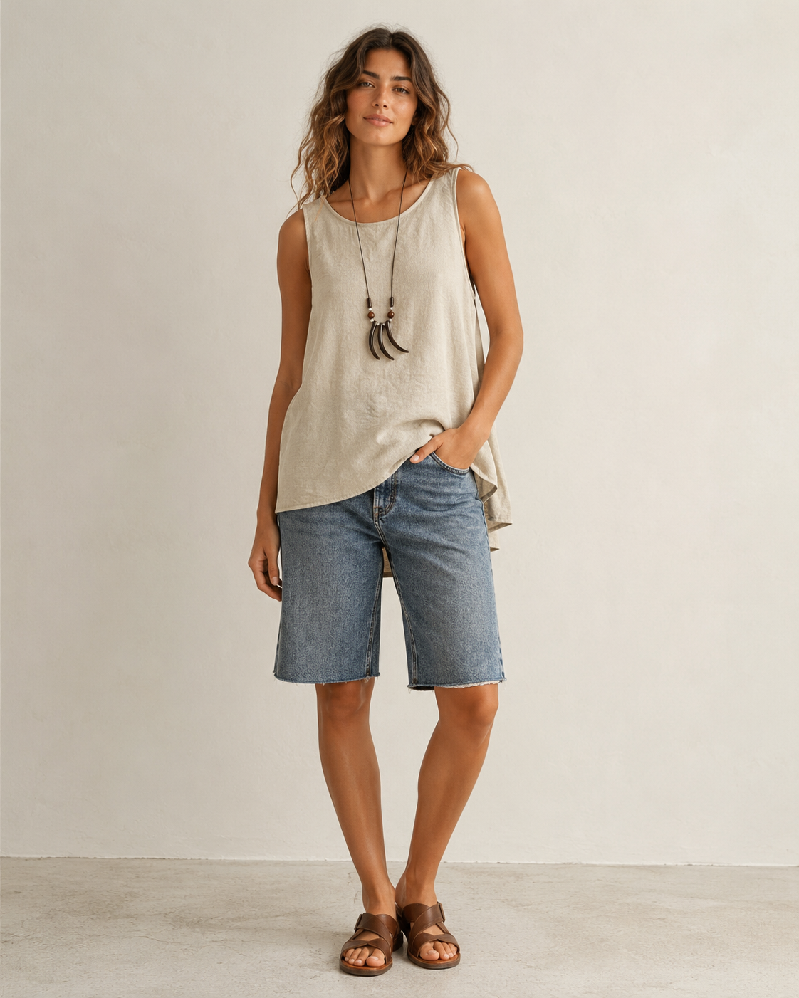 Canotta con collana |Colore:Beige
