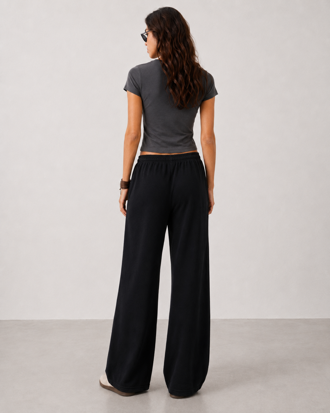 Pantafelpa Wide Leg coulisse minimal|Colore:Nero