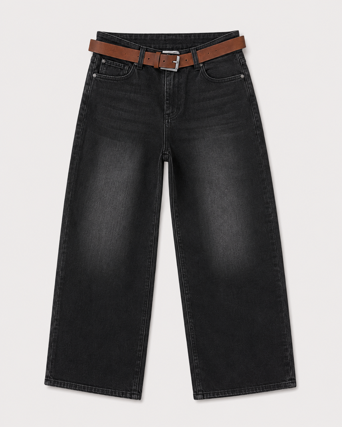 Jeans wide leg con cintura|Colore:Nero