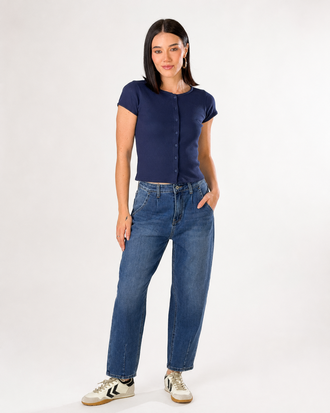 Jeans mom fit|Colore:Blu sbiancato
