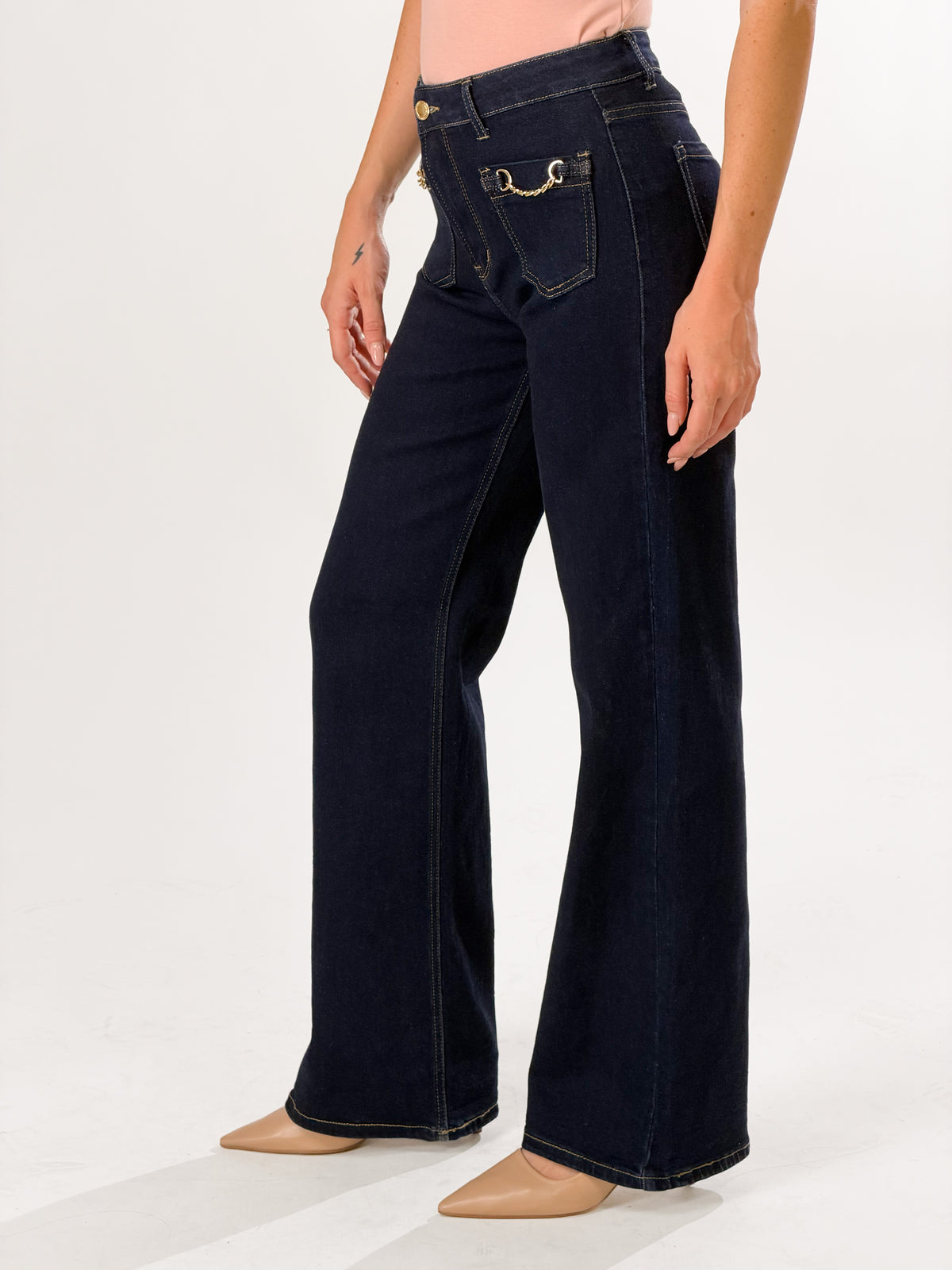 Jeans Pocket e catene|Colore:Blu zero
