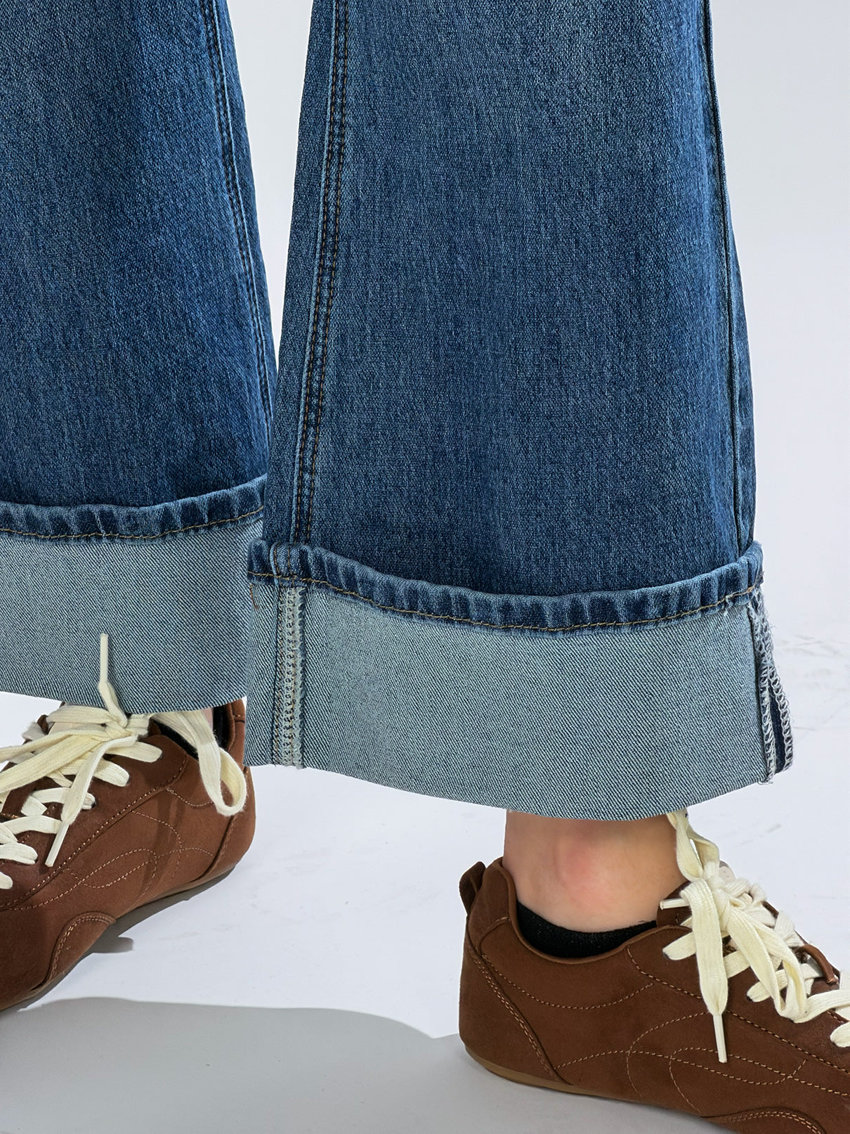 Jeans con risvolto|Colore:Blu medio