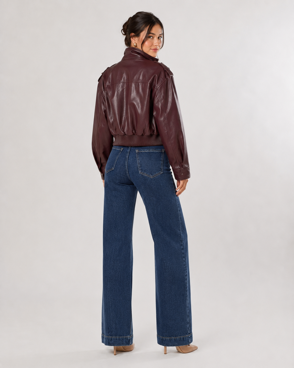 Bomber effetto pelle|Colore:Burgundy
