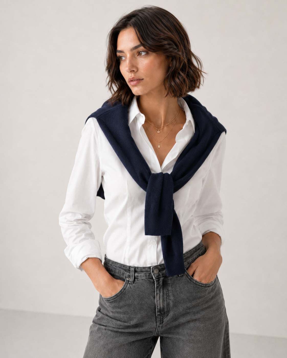 Camicia in cotone stretch|Colore:Bianco