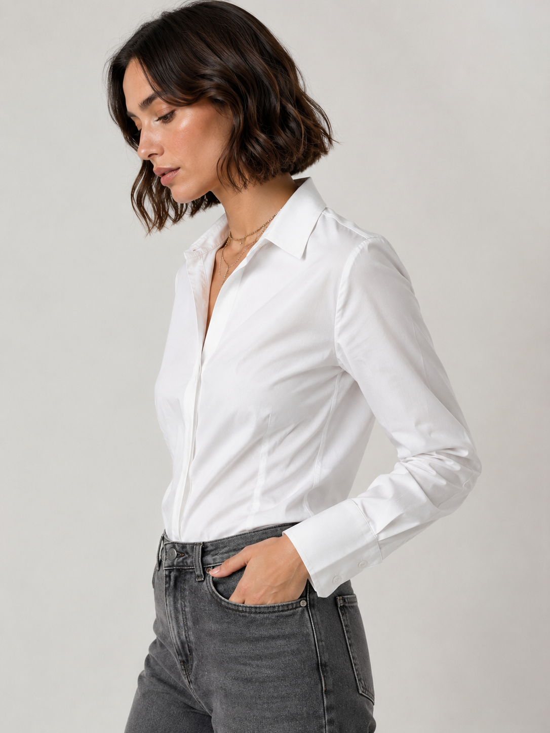Camicia in cotone stretch|Colore:Bianco