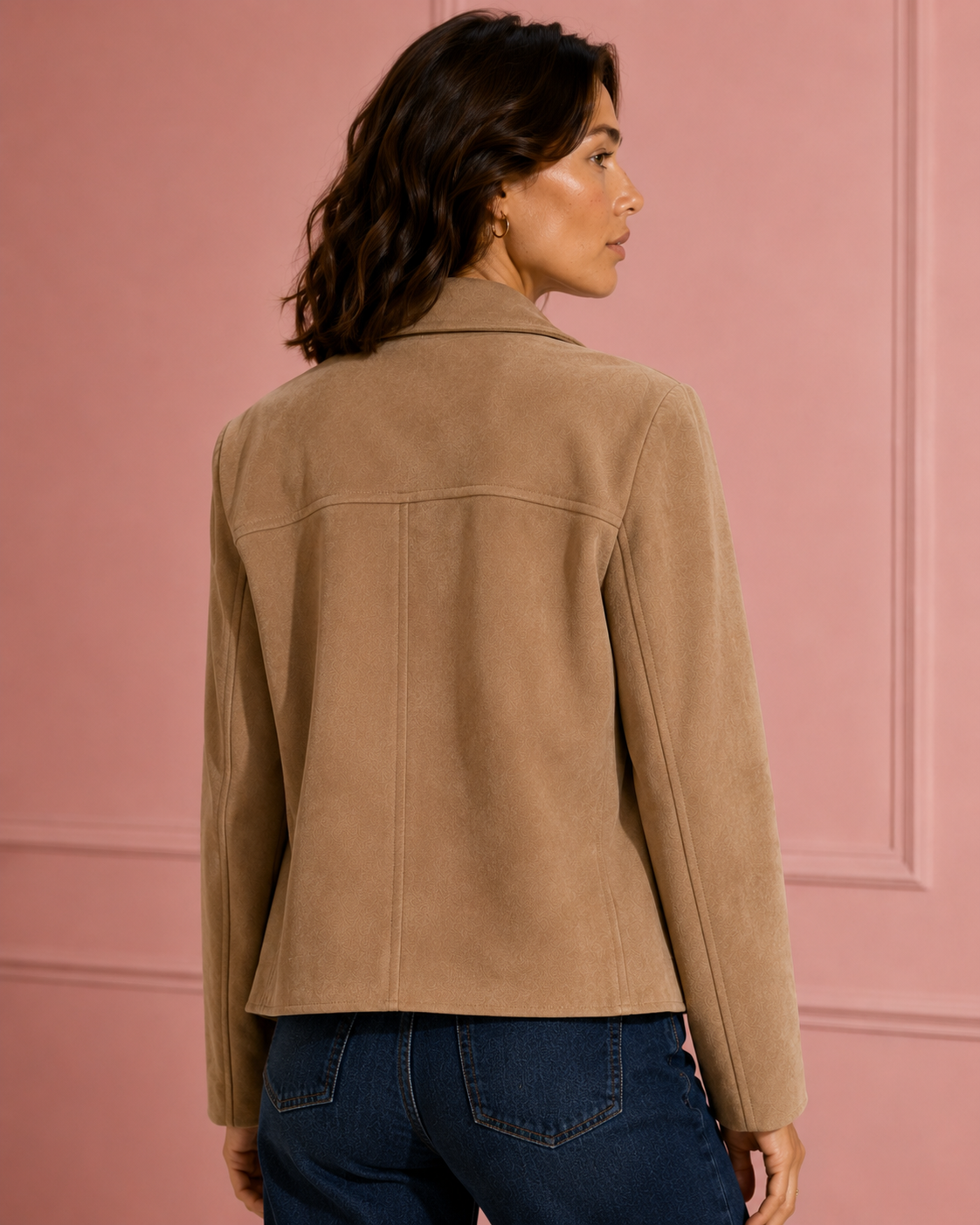 Giacca doppiopetto effetto suede|Colore:Fieno
