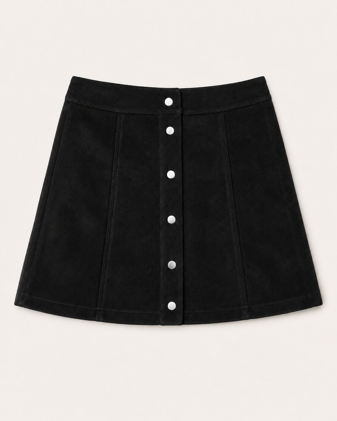 Minigonna effetto suede con bottoni|Colore:Nero