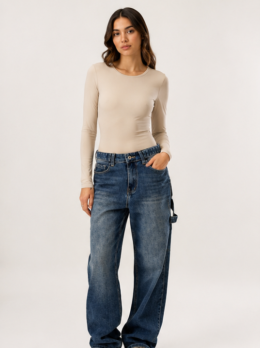 Body skin manica lunga|Colore:Beige