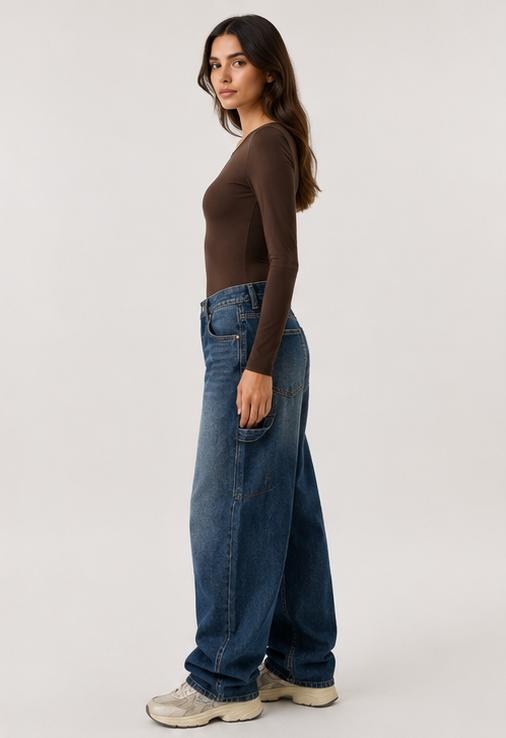 Body skin manica lunga|Colore:Marrone