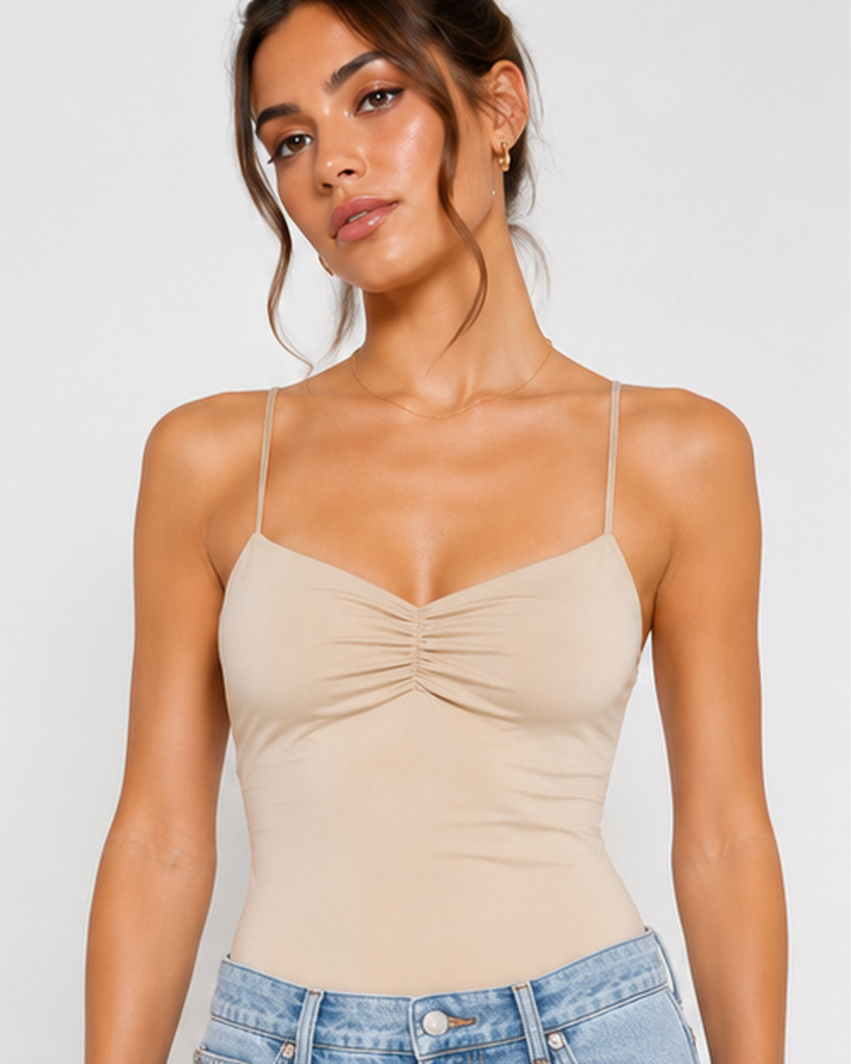 Body bustier con arricciatura|Colore:Beige