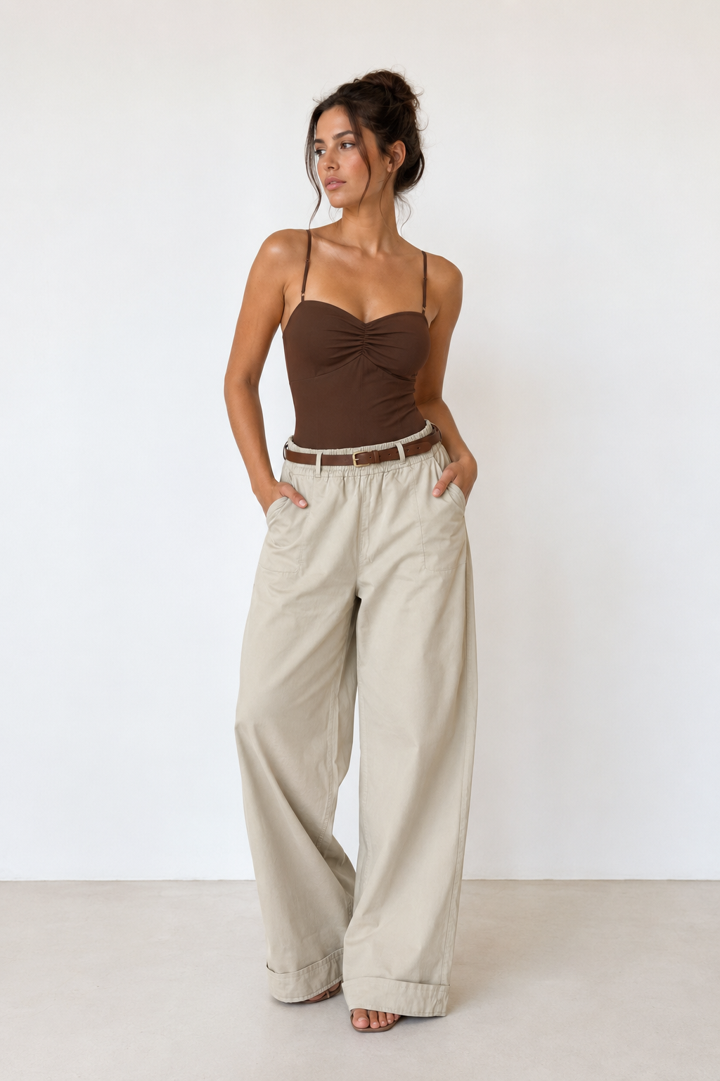 Body bustier con arricciatura|Colore:Caffe