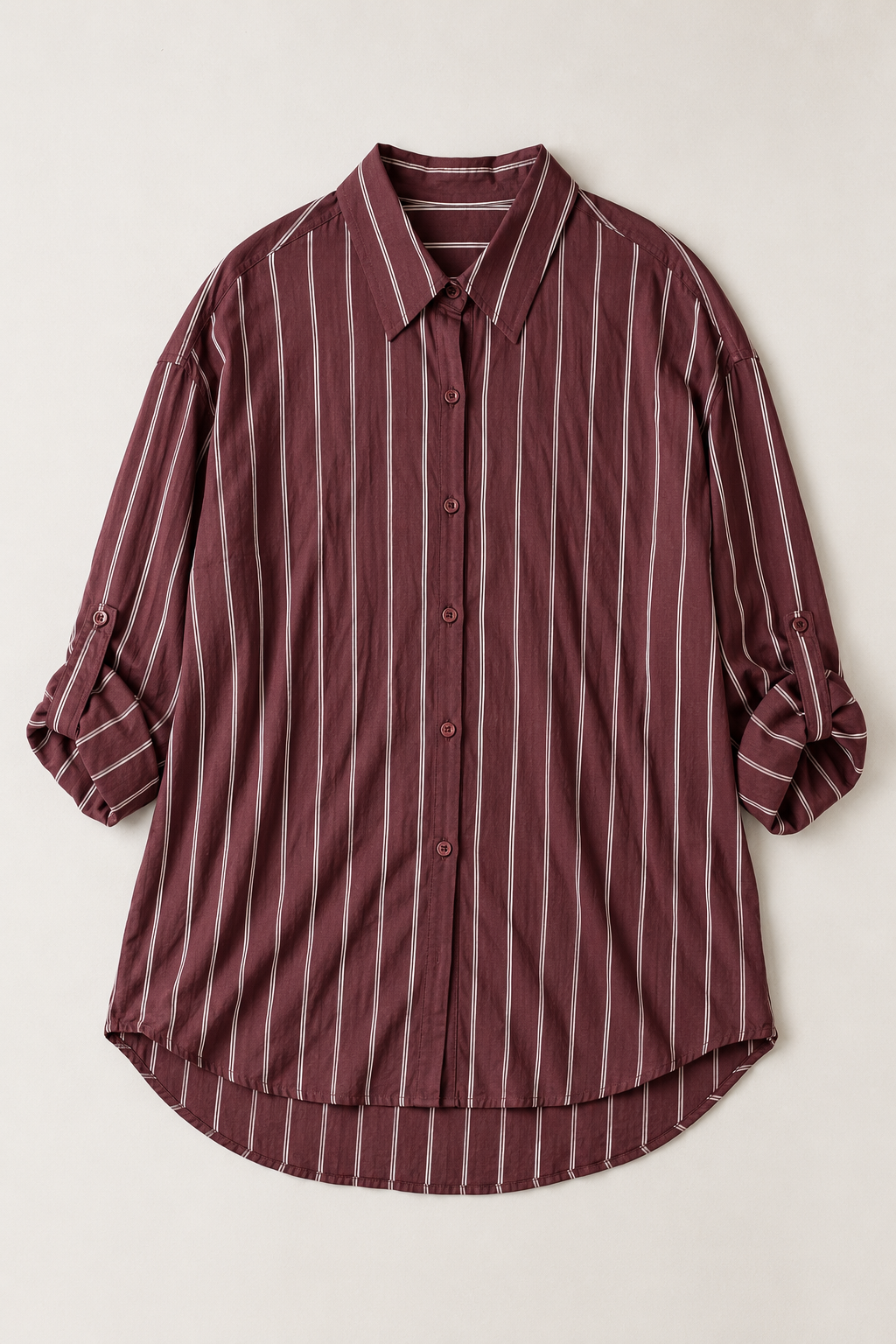 Camicia oversize con sottili righe|Colore:Bordeaux