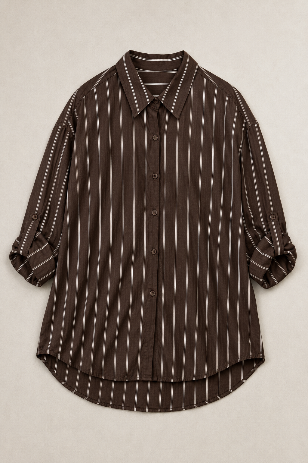 Camicia oversize con sottili righe|Colore:Moro