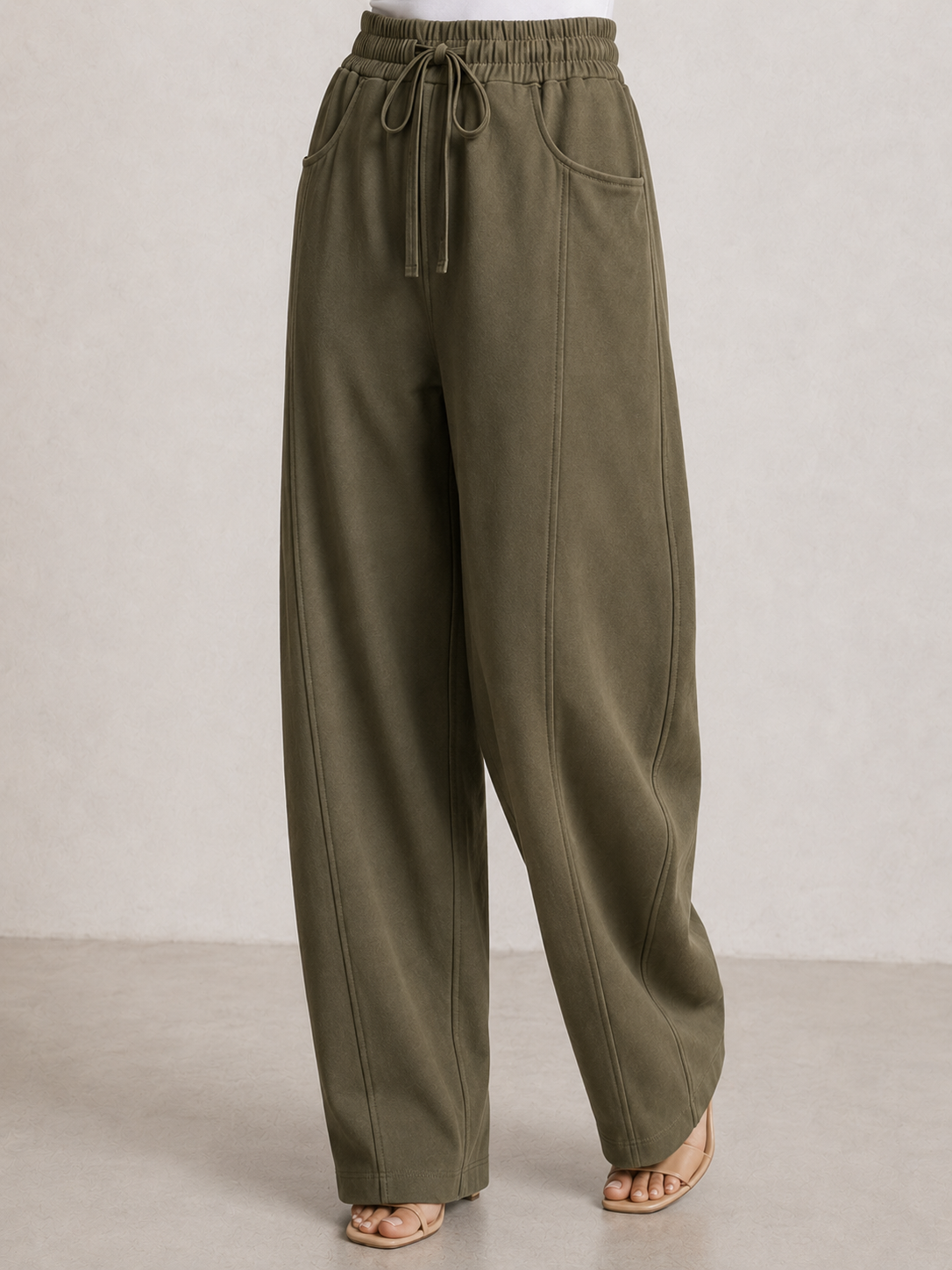 Pantalone wide leg Paris|Colore:Verde militare
