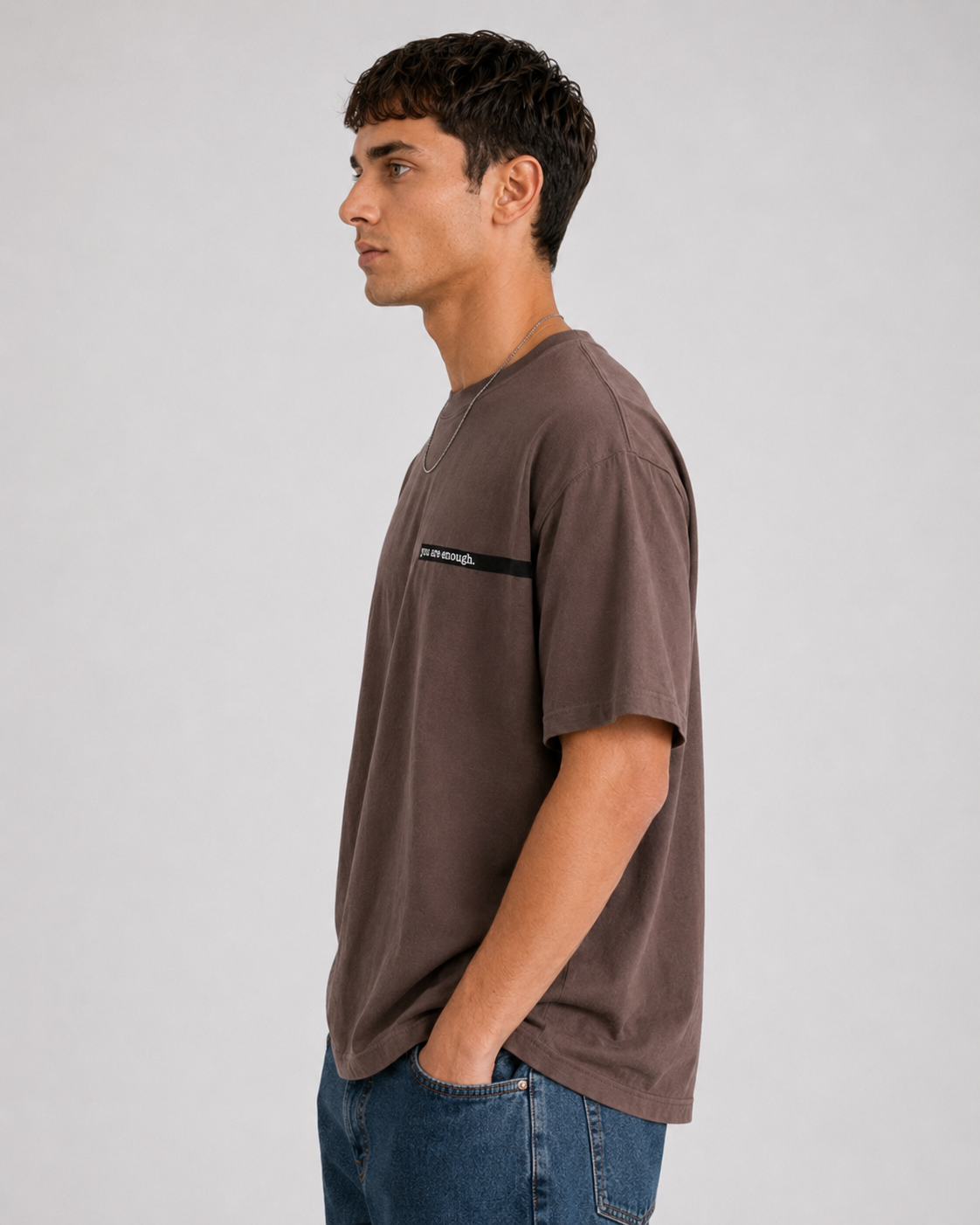 T-Shirt  Liverpool "you are enough" Loose Fit|Colore:Cioccolato
