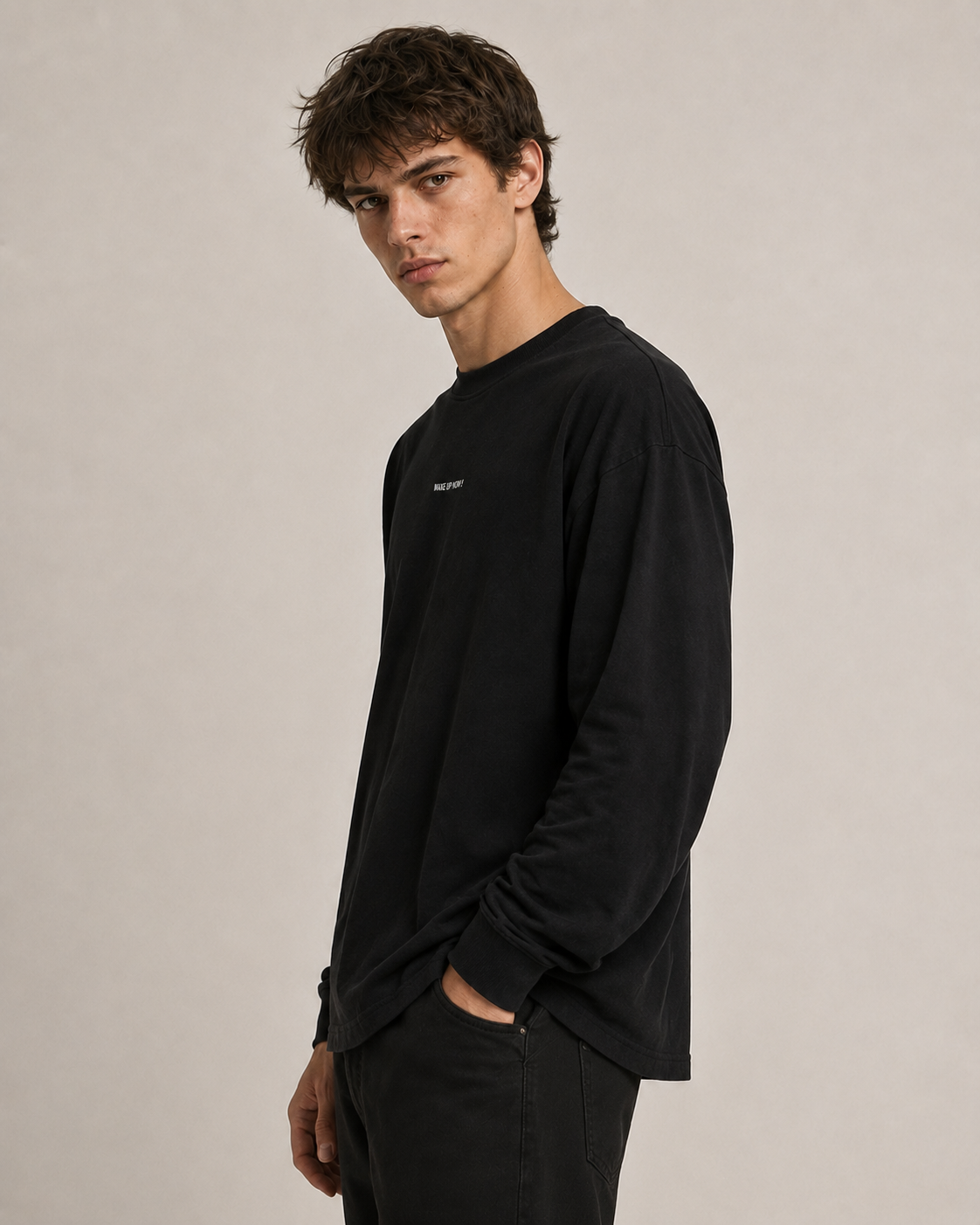 T-Shirt Oversize WAKE UP NOW !|Colore:Nero