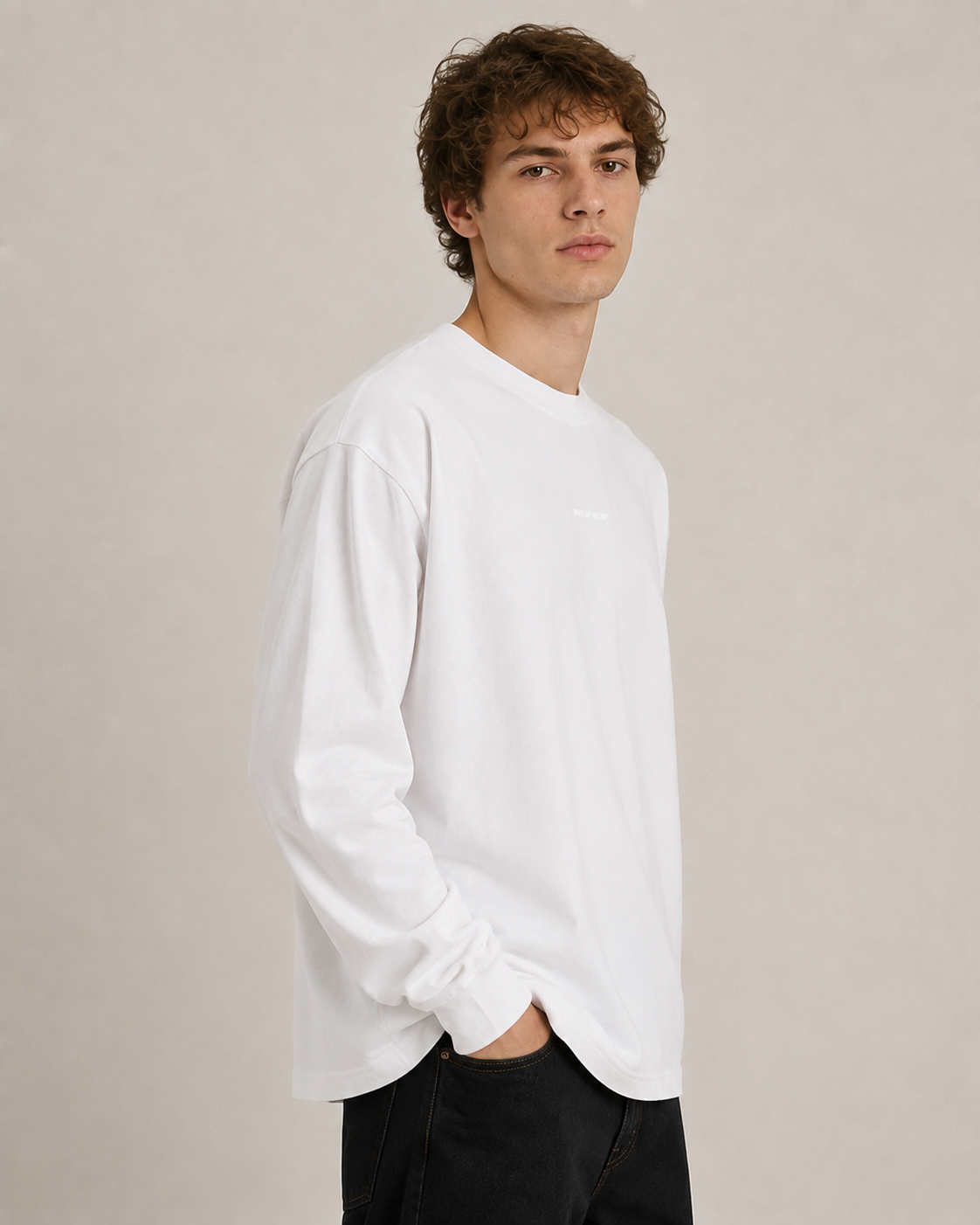 T-Shirt Oversize WAKE UP NOW !|Colore:Bianco