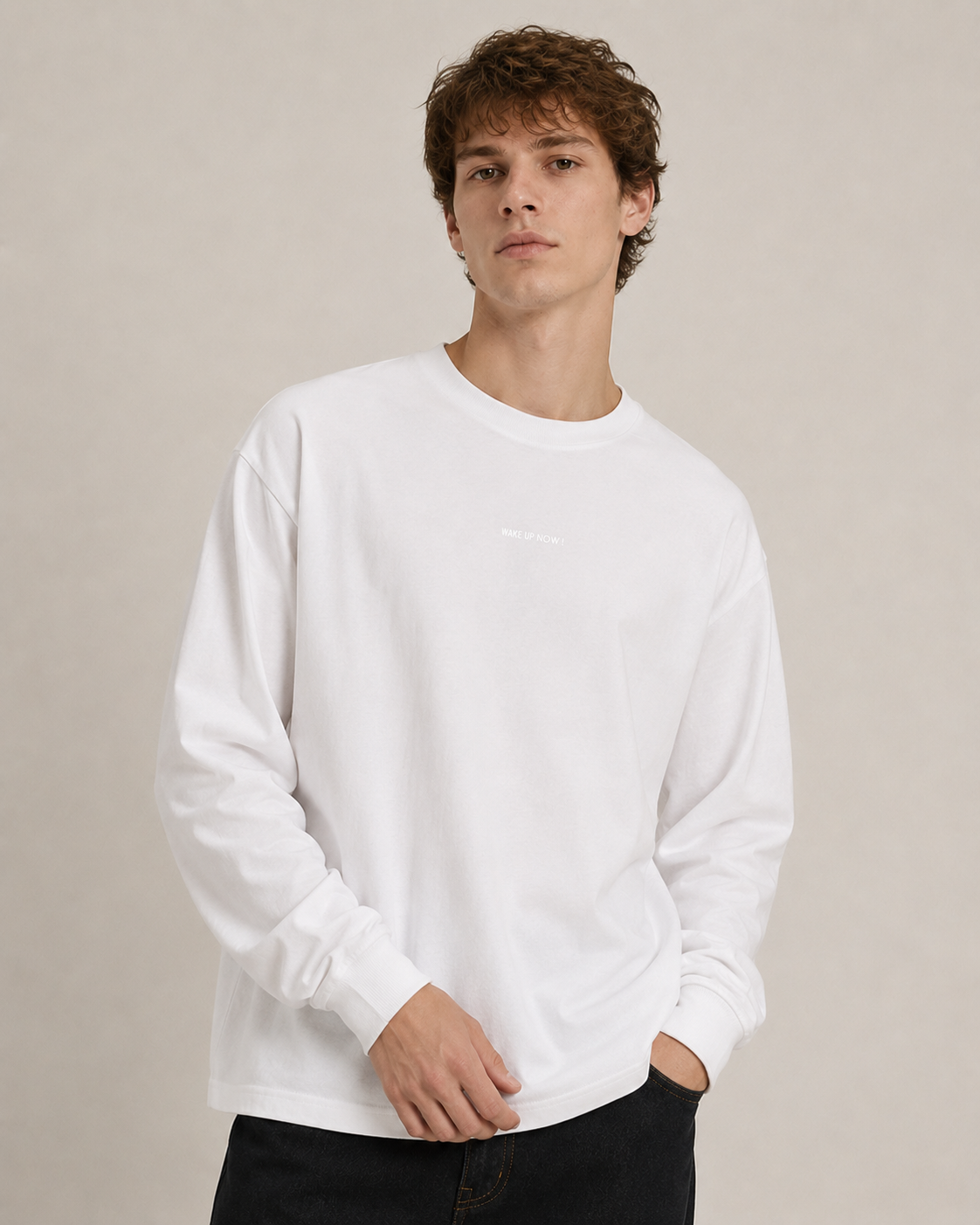 T-Shirt Oversize WAKE UP NOW !|Colore:Bianco