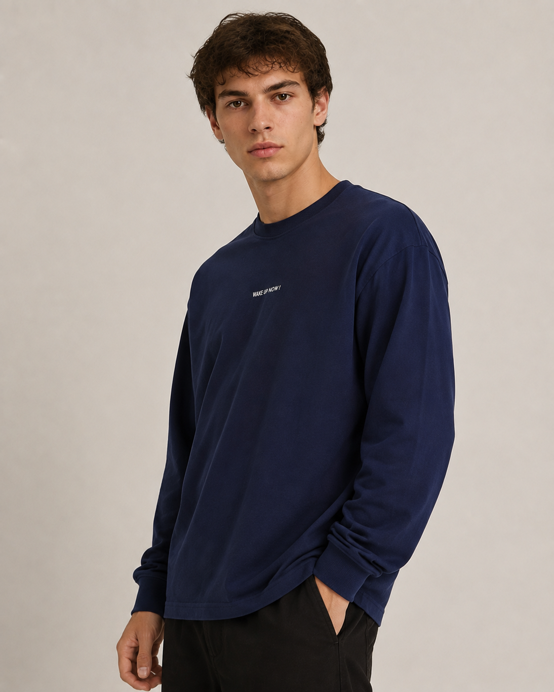 T-Shirt Oversize WAKE UP NOW !|Colore:Blu navy