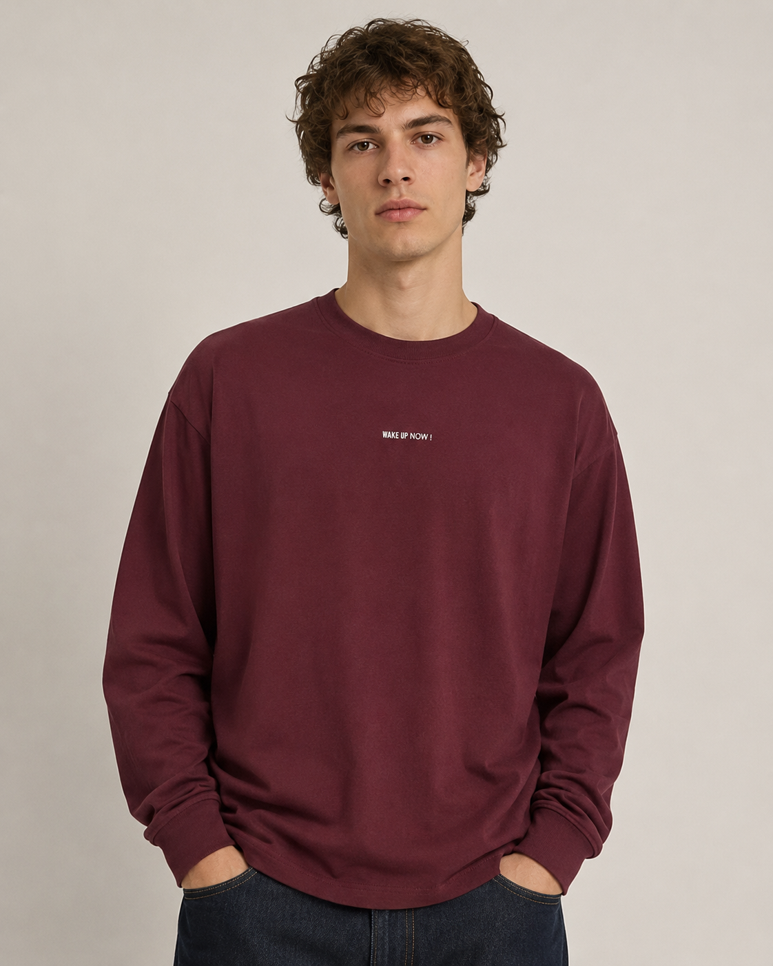 T-Shirt Oversize WAKE UP NOW !|Colore:Bordeaux