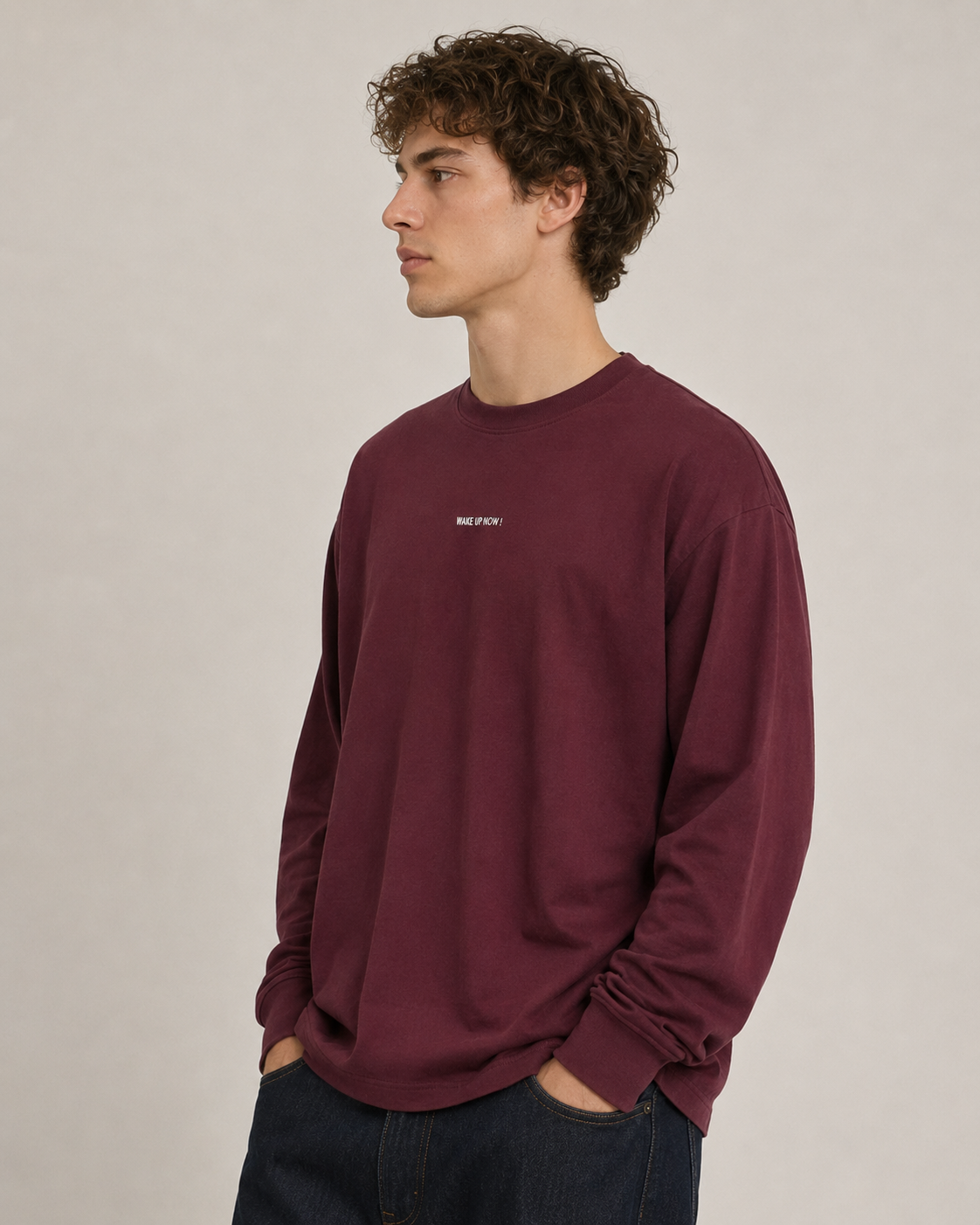 T-Shirt Oversize WAKE UP NOW !|Colore:Bordeaux