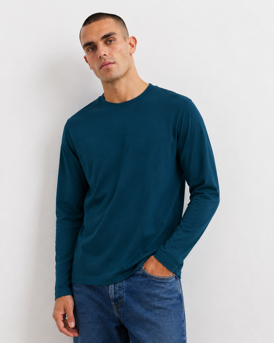 Maglia manica lunga regular fit|Colore:Ottanio