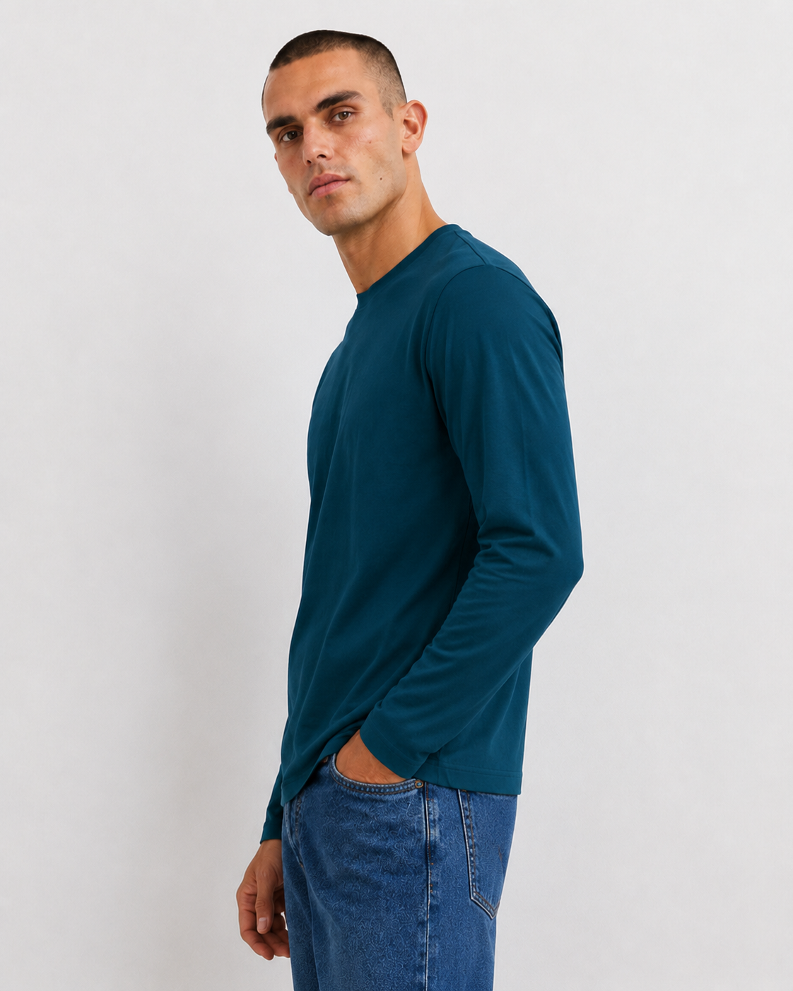 Maglia manica lunga regular fit|Colore:Ottanio