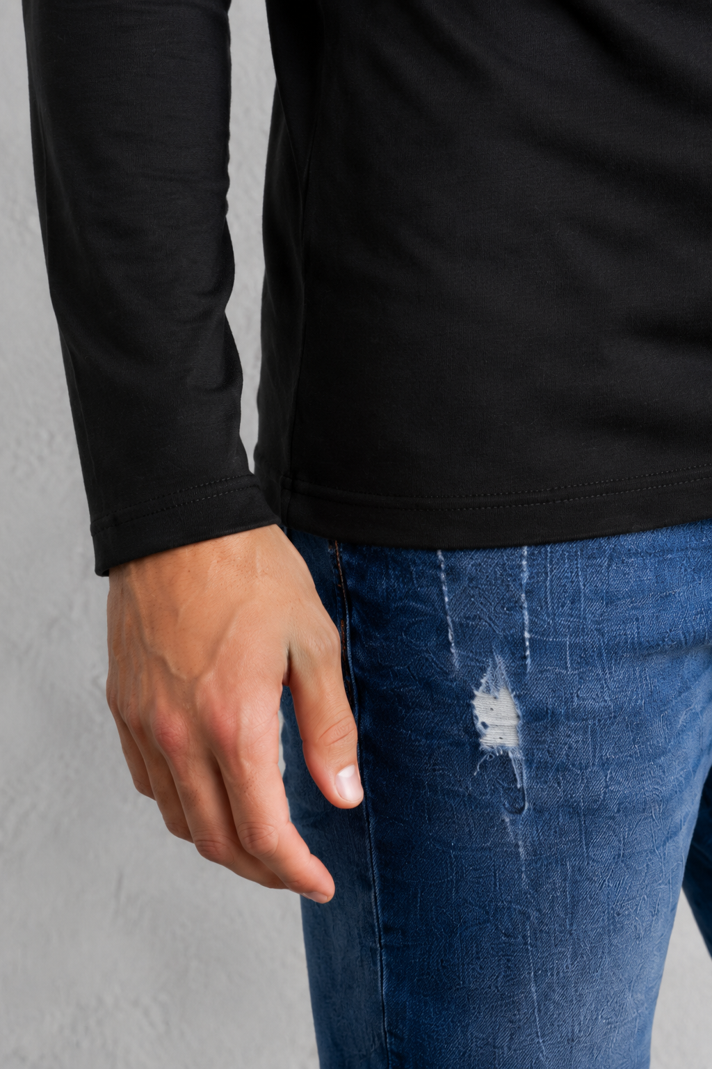 T-shirt serafino e 3 bottoni|Colore:Nero