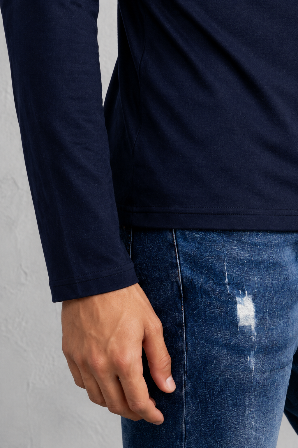 T-shirt serafino e 3 bottoni|Colore:Blu navy
