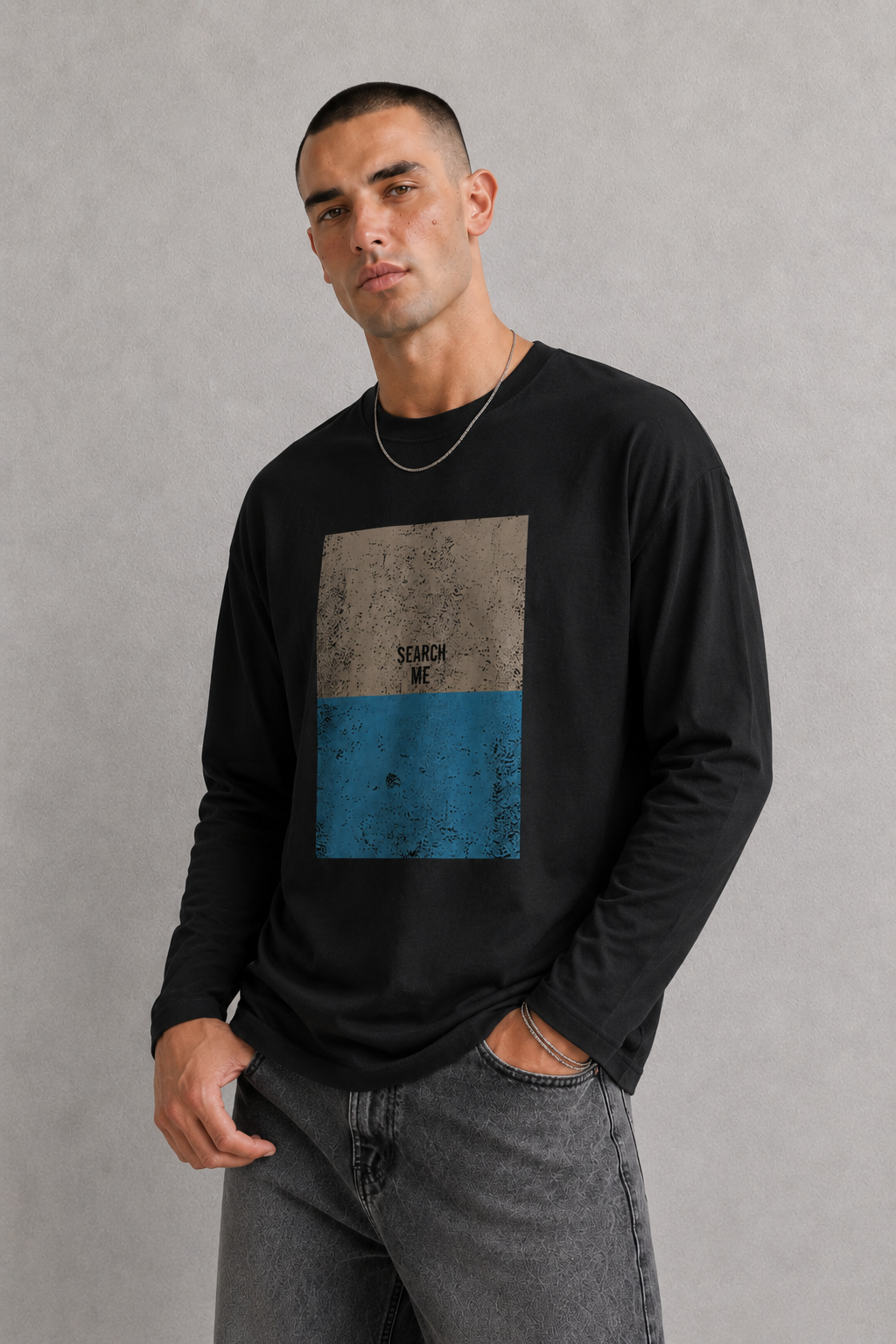 T-shirt  manica lunga SEARCH ME|Colore:Nero