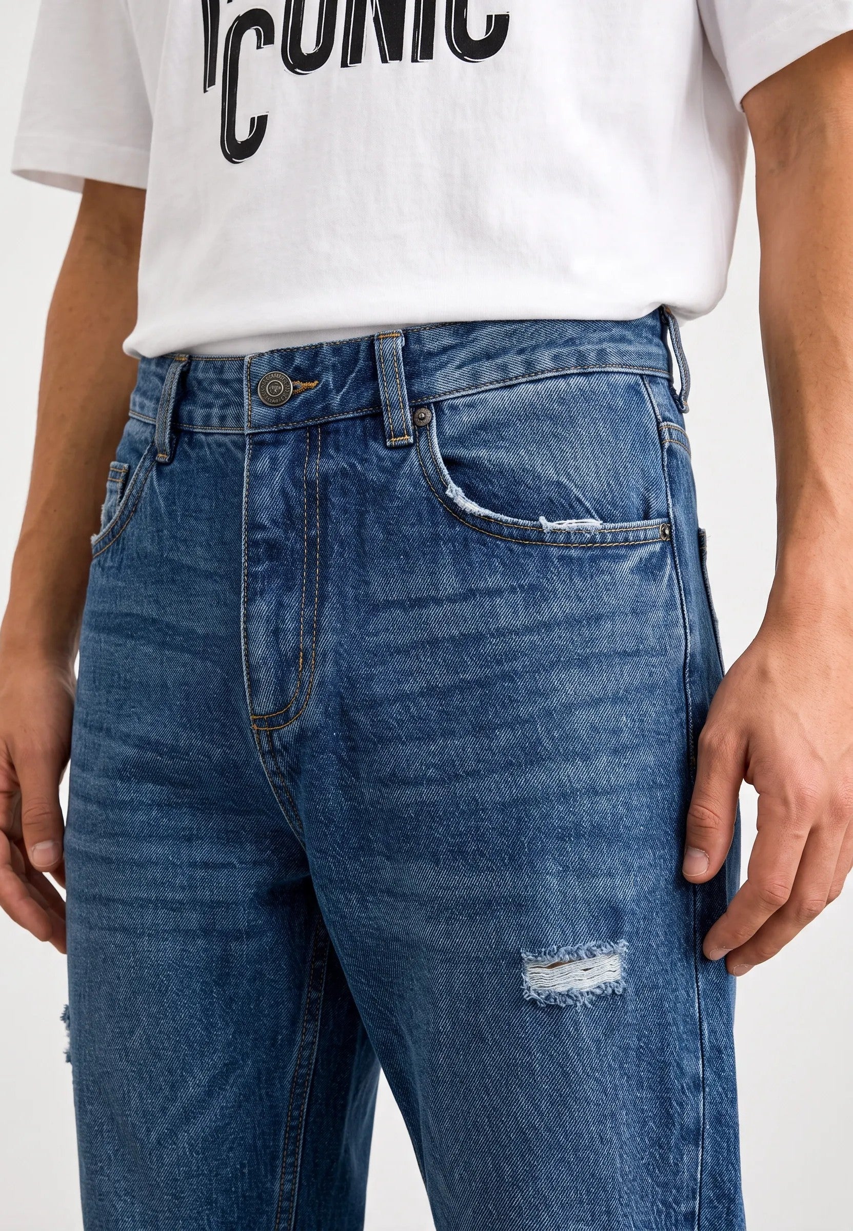 Jeans Carrot fit Santa Barbara|Colore:Blue ripped
