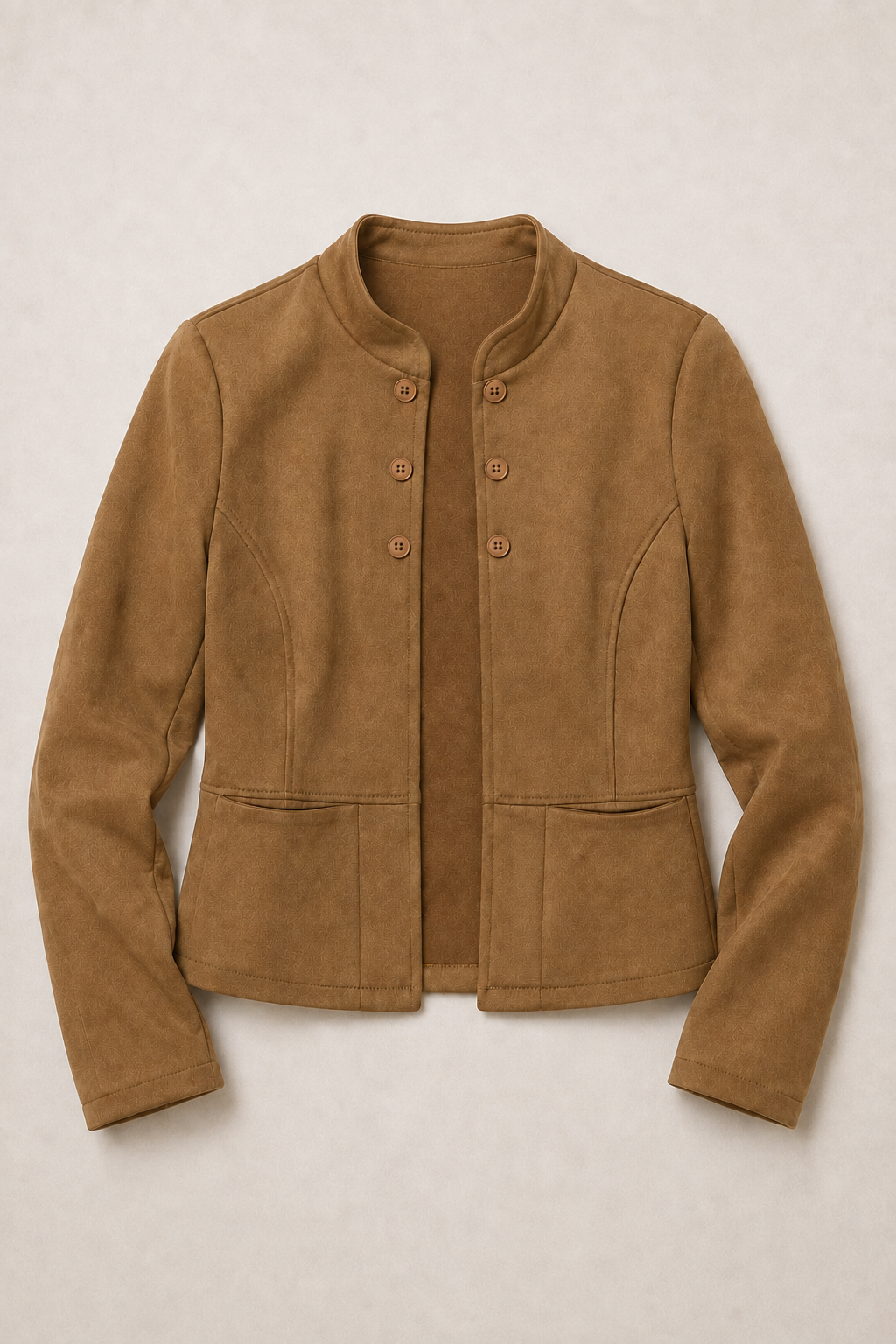 Giacca effetto suede collo coreana |Colore:Cammello