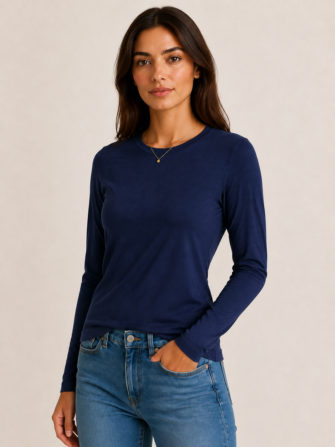 Maglia maniche lunghe basic|Colore:Blu