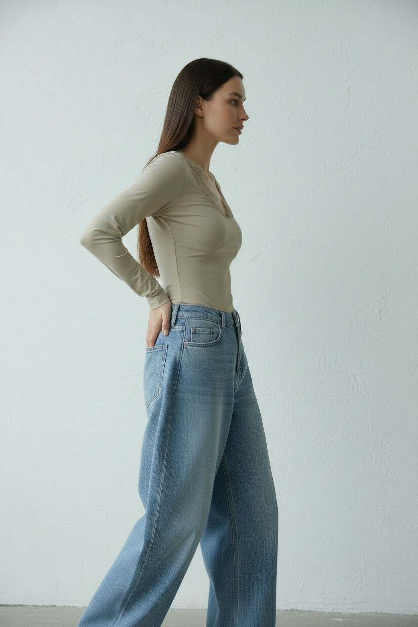 Maglia con inserti in pizzo|Colore:Beige