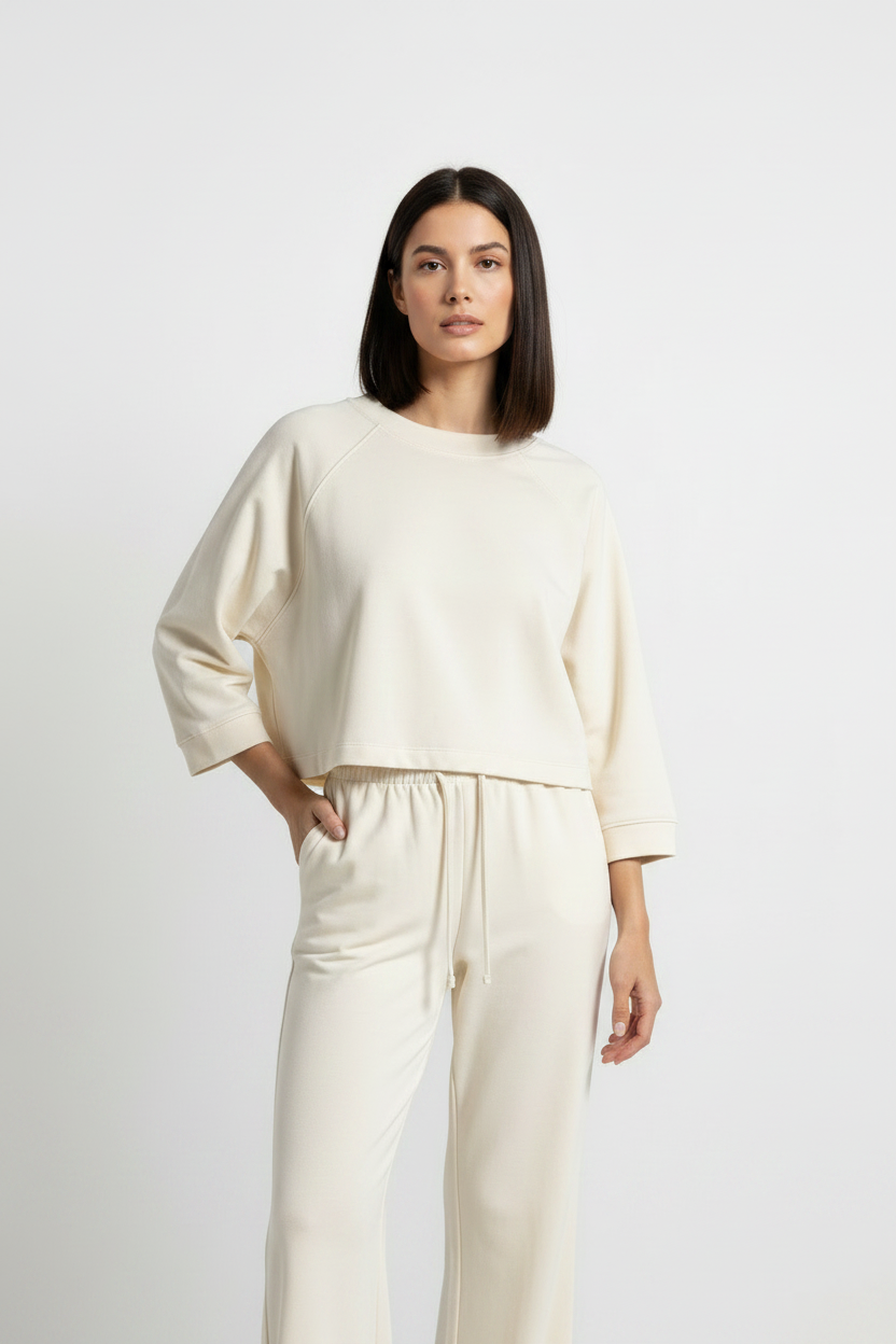 Maglia oversize a maniche 3/4|Colore:Avorio