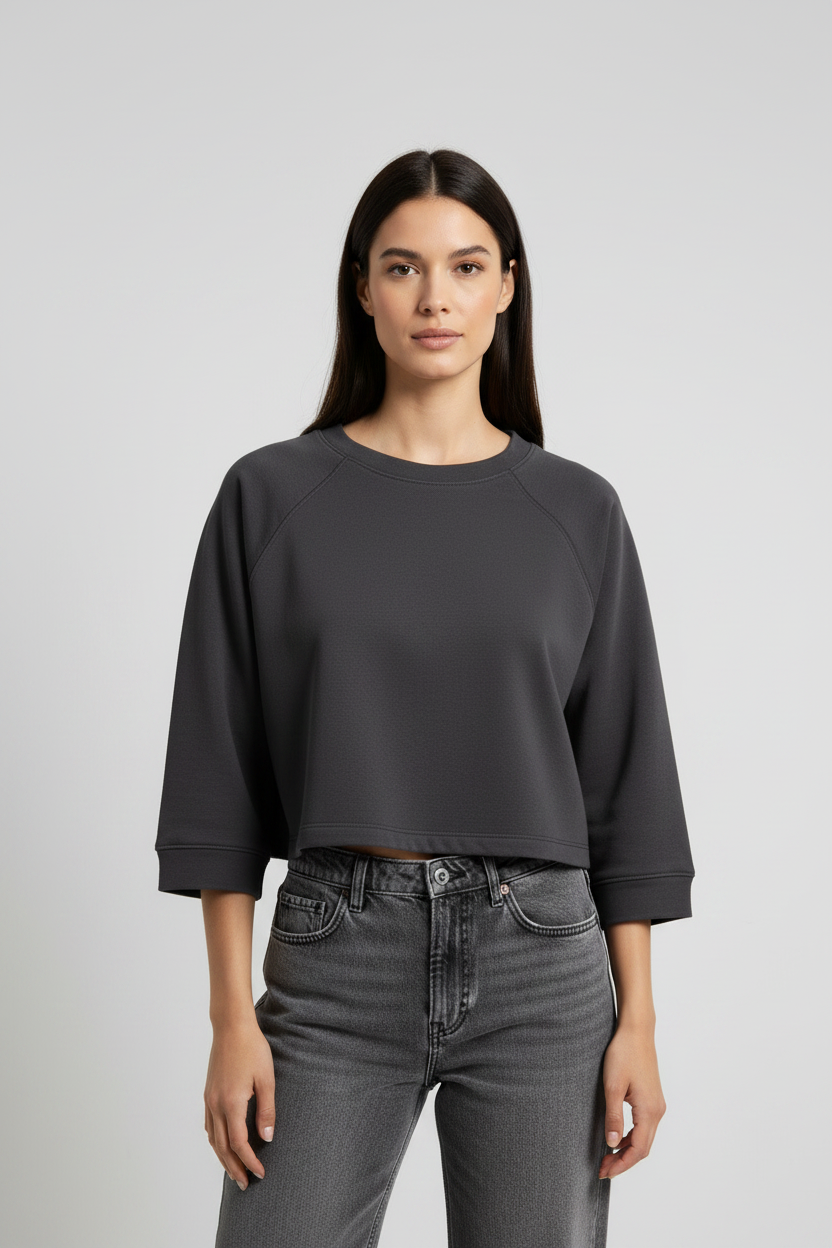 Maglia oversize a maniche 3/4|Colore:Antracite