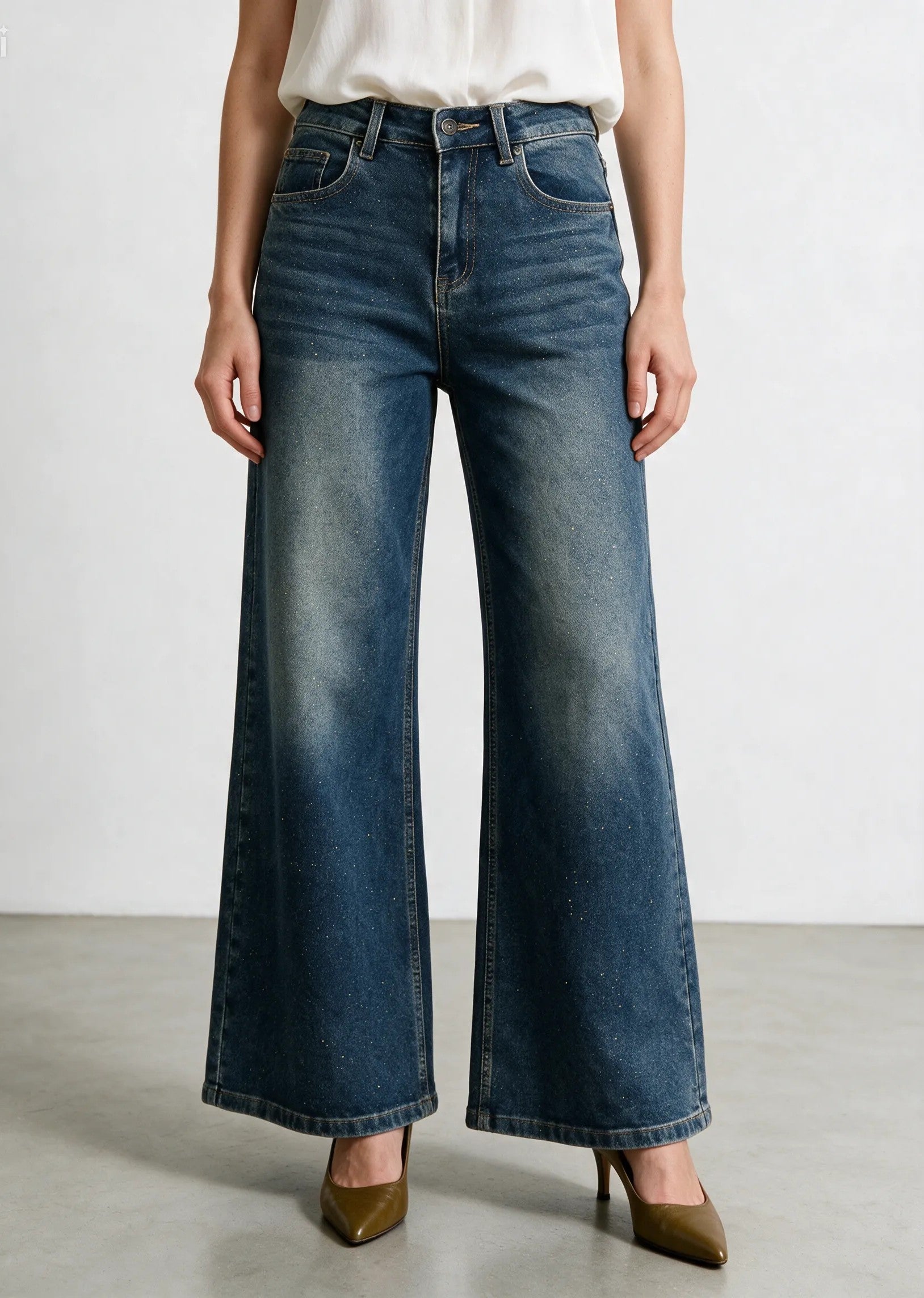 Jeans spazzolato oro|Colore:Blu scuro