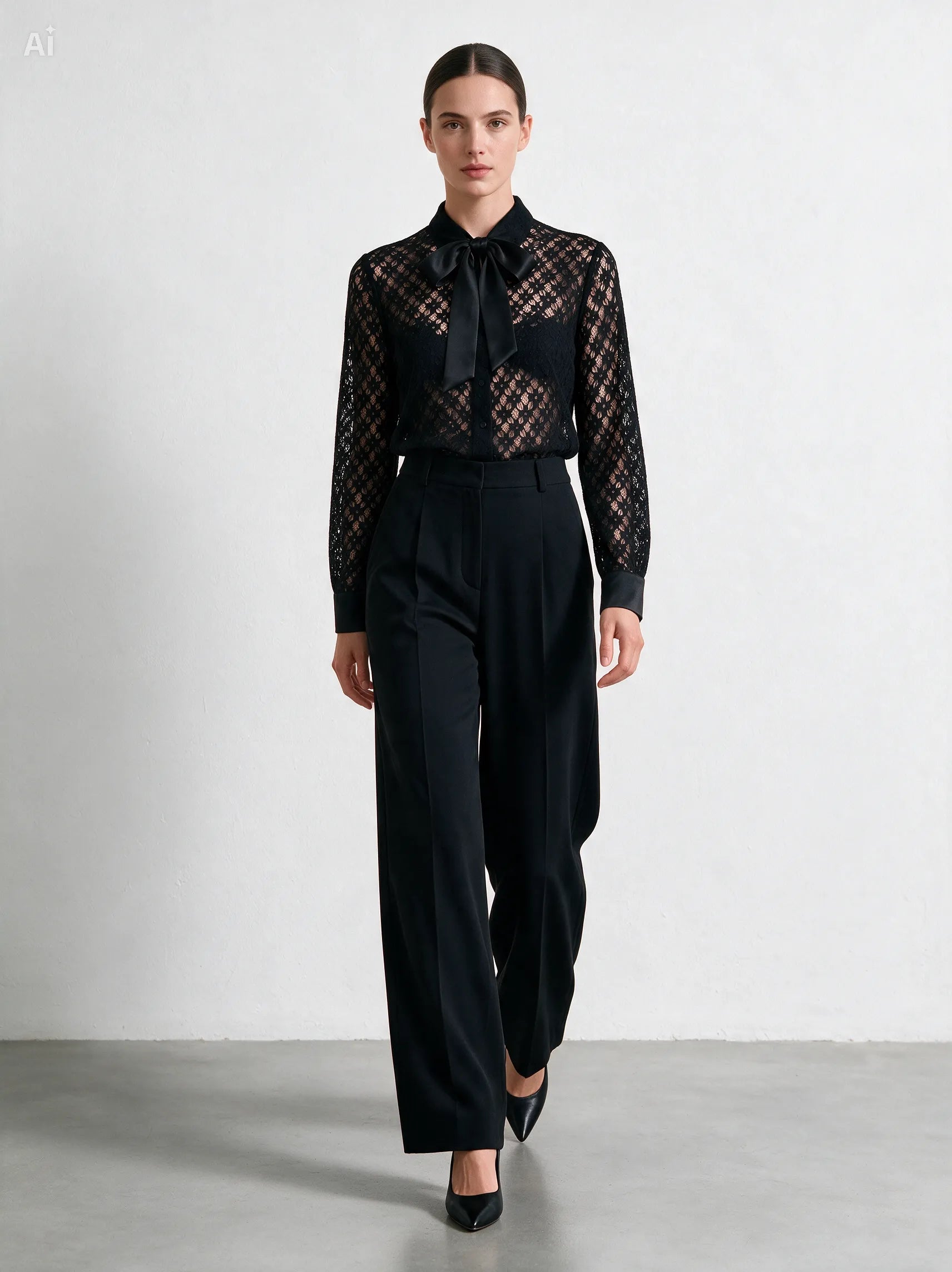 Camicia Nouvelle pizzo e raso|Colore:Nero