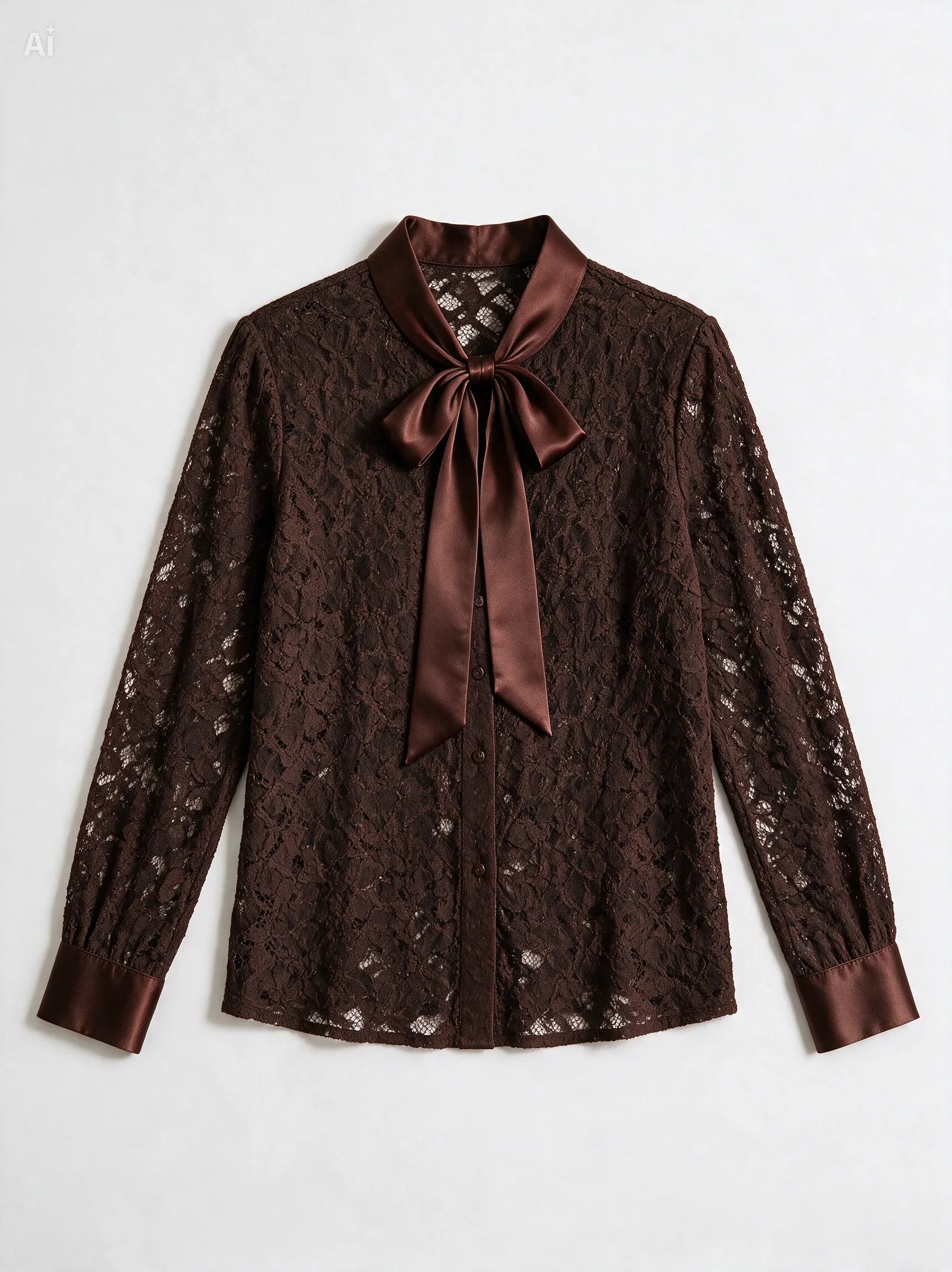 Camicia Nouvelle pizzo e raso|Colore:Marrone