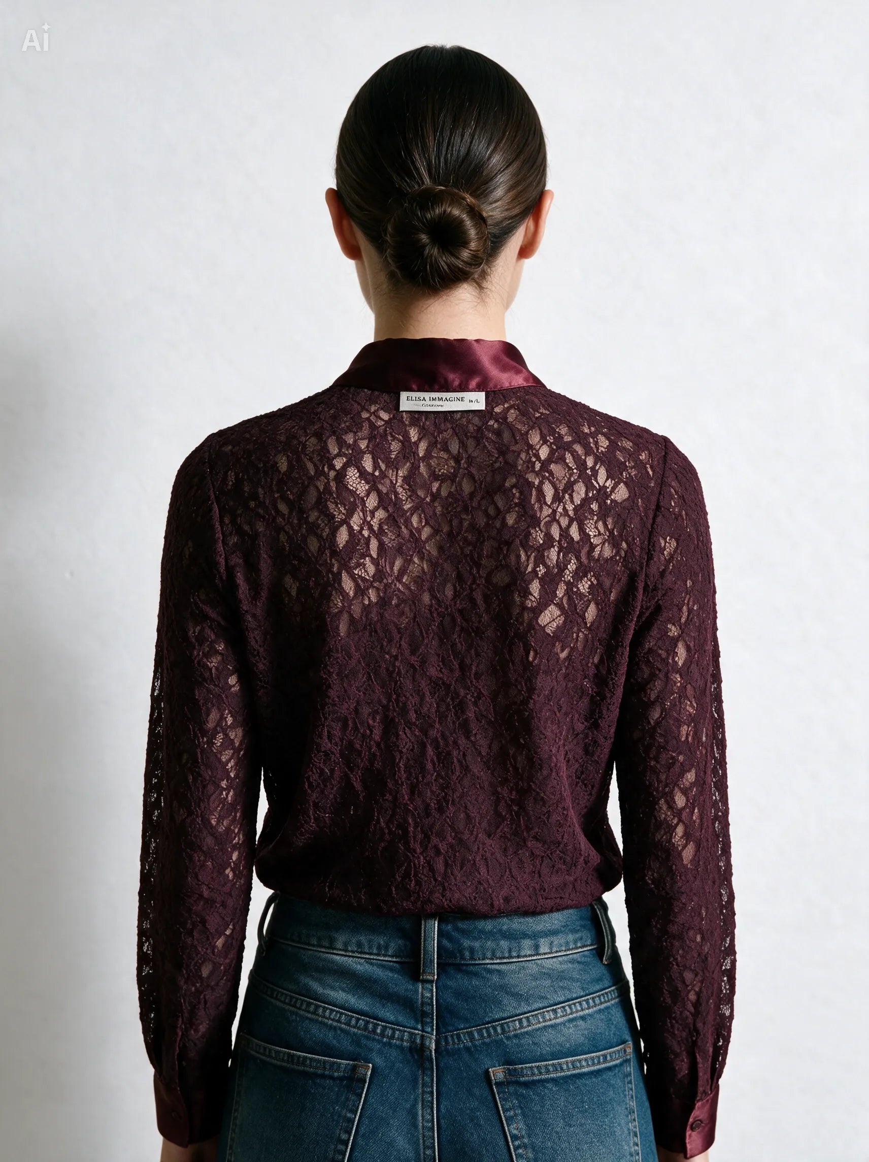 Camicia Nouvelle pizzo e raso|Colore:Viola