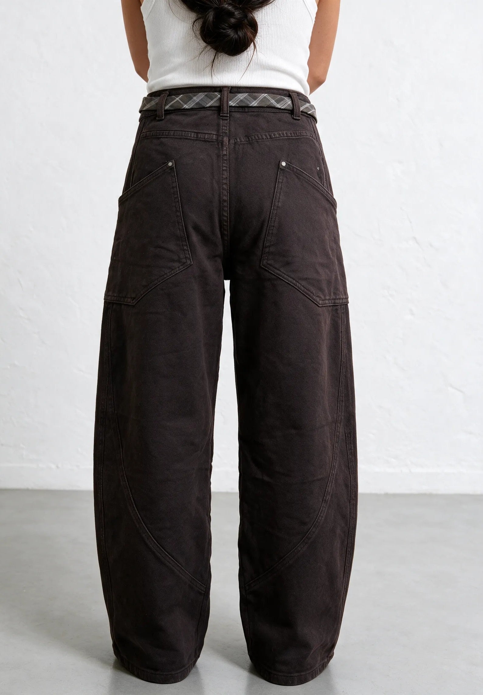 Jeans  Cargo Wide-Leg Marrone con cintura|Colore:Caffe