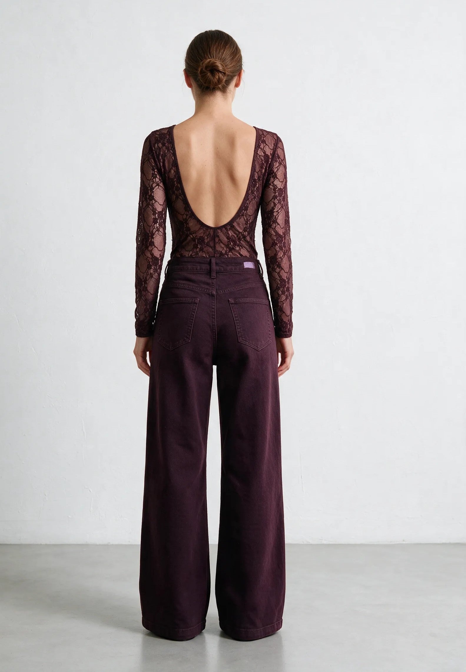 Jeans Wide Leg bordeaux|Colore:Bordeaux