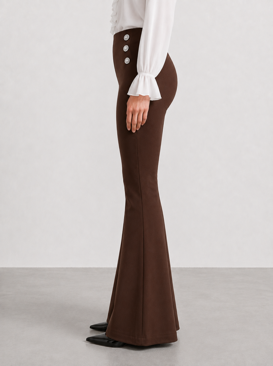 Pantaloni a zampa gioiello|Colore:Caffe