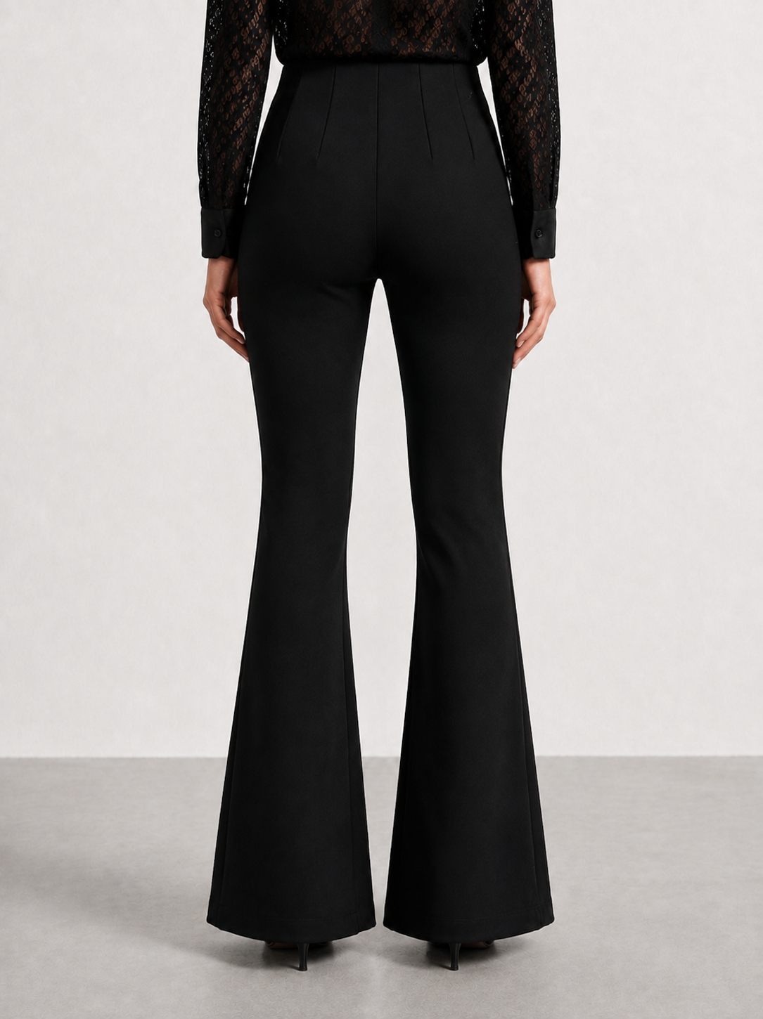 Pantaloni a zampa gioiello|Colore:Nero