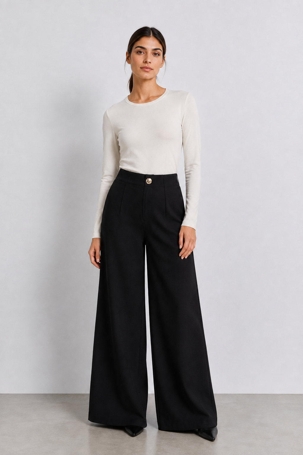 Pantalone a gamba larga|Colore:Nero