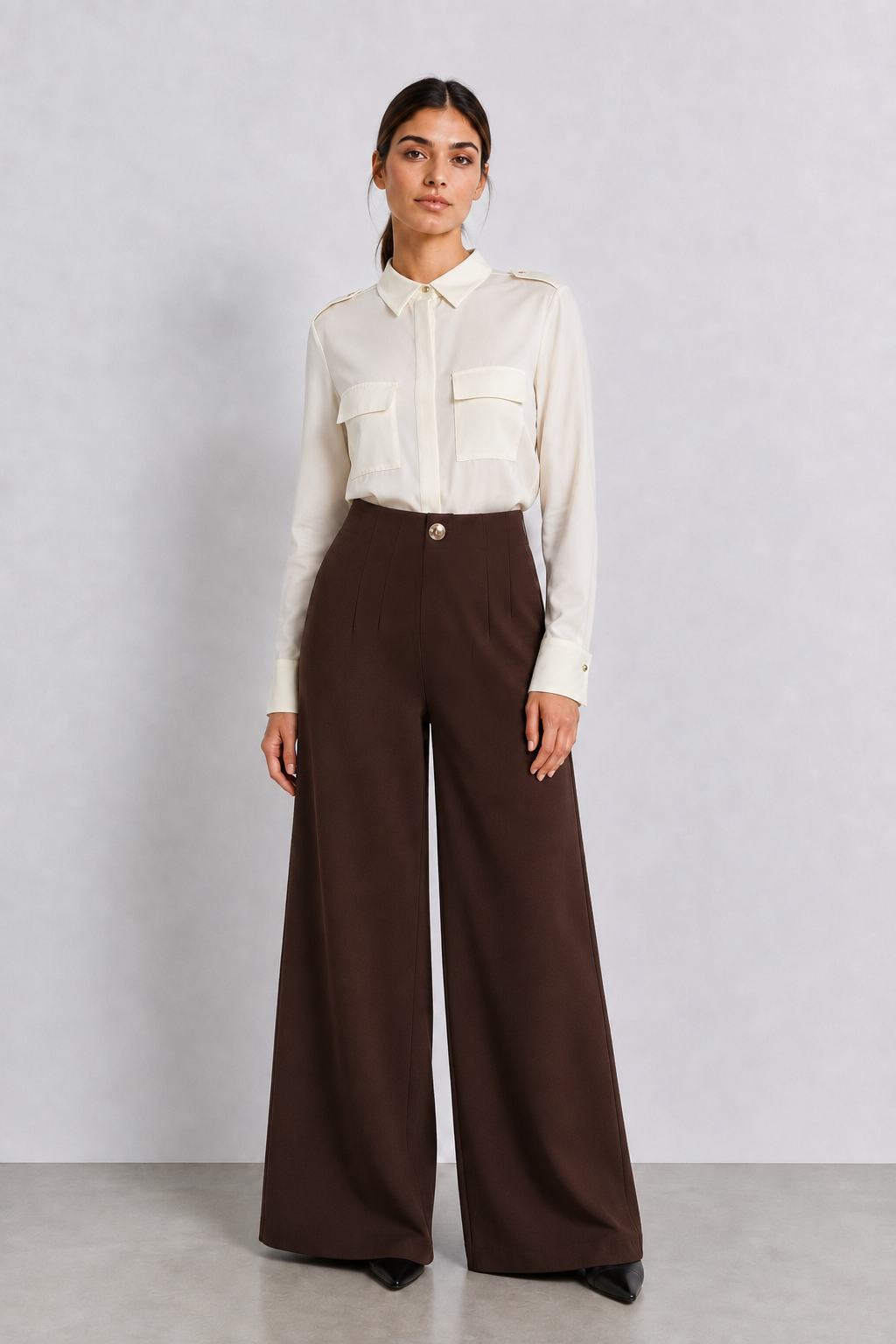Pantalone a gamba larga|Colore:Marrone