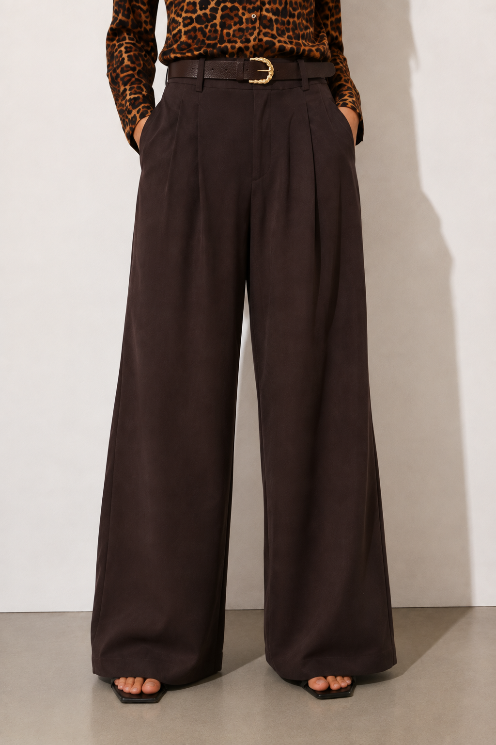 Pantalone a gamba larga modello palazzo|Colore:Caffe