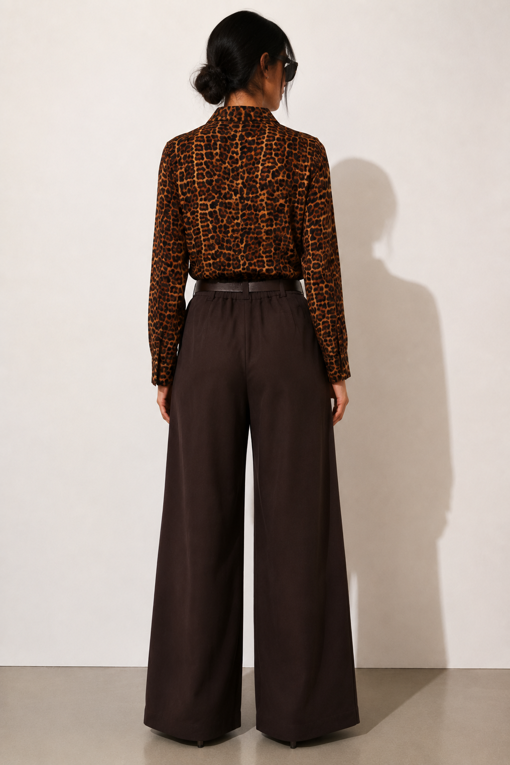 Pantalone a gamba larga modello palazzo|Colore:Caffe