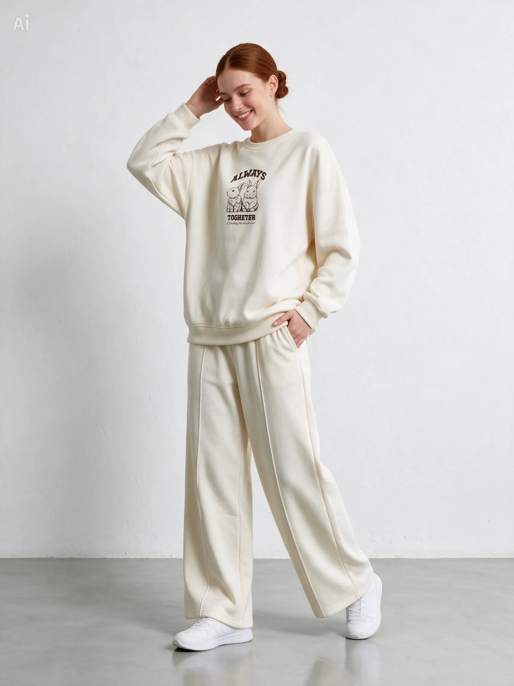 Felpa girocollo oversize|Colore:Avorio