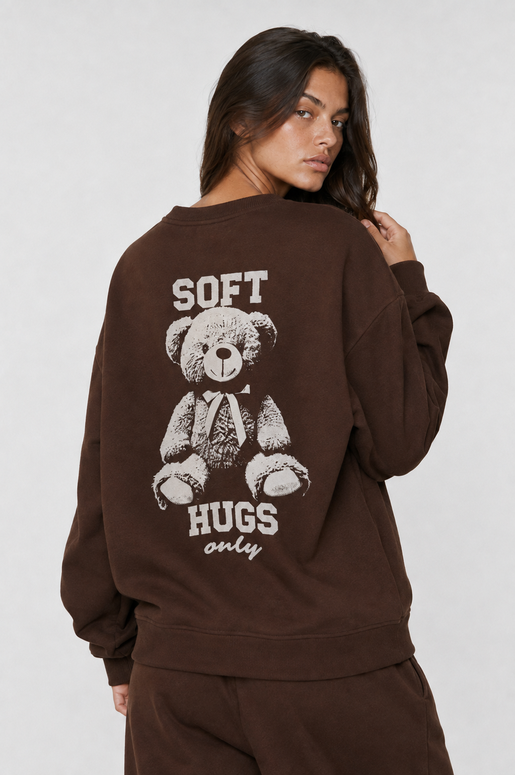 Felpa girocollo oversize|Colore:Cioccolato